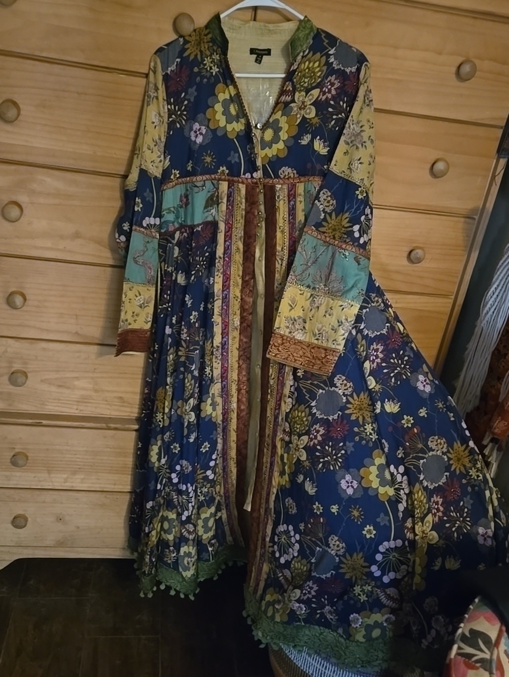 Floral Patchwork Long Sleeve Dress.  Never Worn